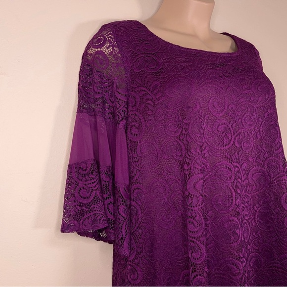 Size 22/24 Lane Bryant Purple Fuchsia Dress Lined Event Bell Sleeve Party Plus - Picture 5 of 16